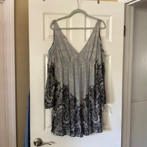 Free People Boho V Neck Mini Dress, Size L - Picture 1 of 9